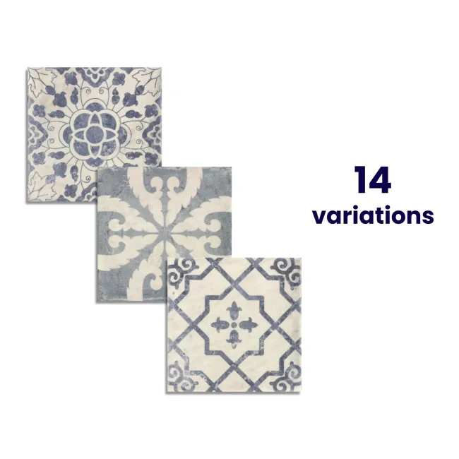 Tangier Antiqua Blue Gloss Decor Pattern Wall Tiles