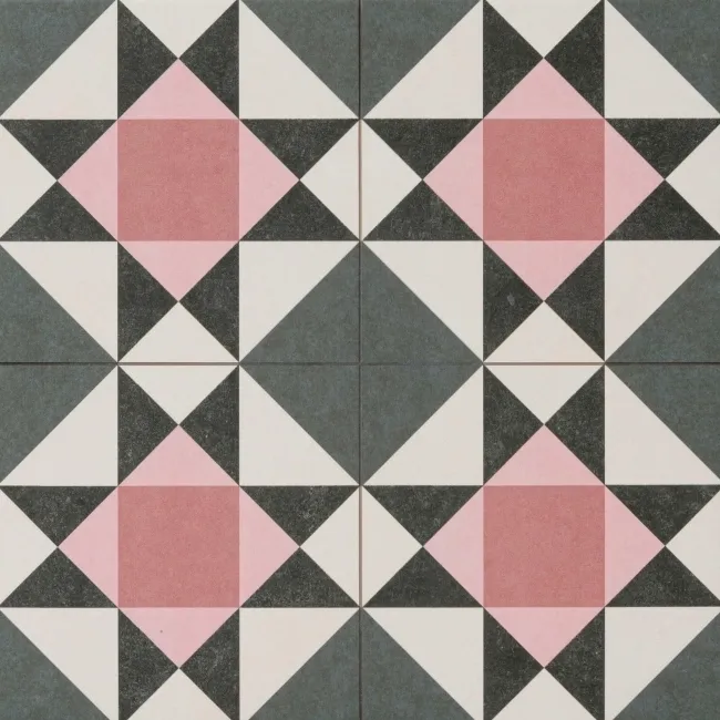 Geo Moroccan Pink Matt Patterned Wall and Floor Tiles