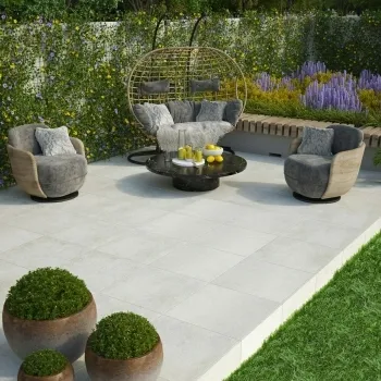 Materia White Stone Effect 20mm Porcelain Paving Slabs 760x760
