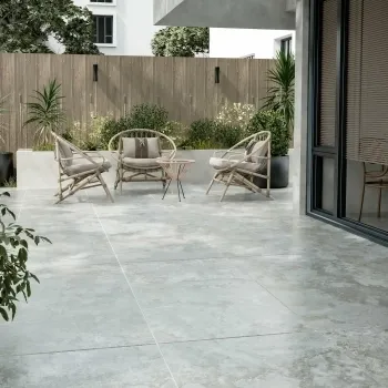 Mineral Grey Travertine Effect 20mm Porcelain Paving Slabs 1200x600