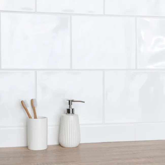 Crystal White Gloss Bumpy 250x200 Ceramic Wall Tiles