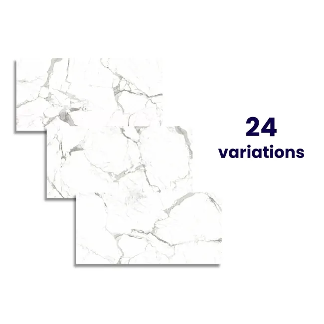 Modern Statuario White Matt Marble Effect Tiles 600x300