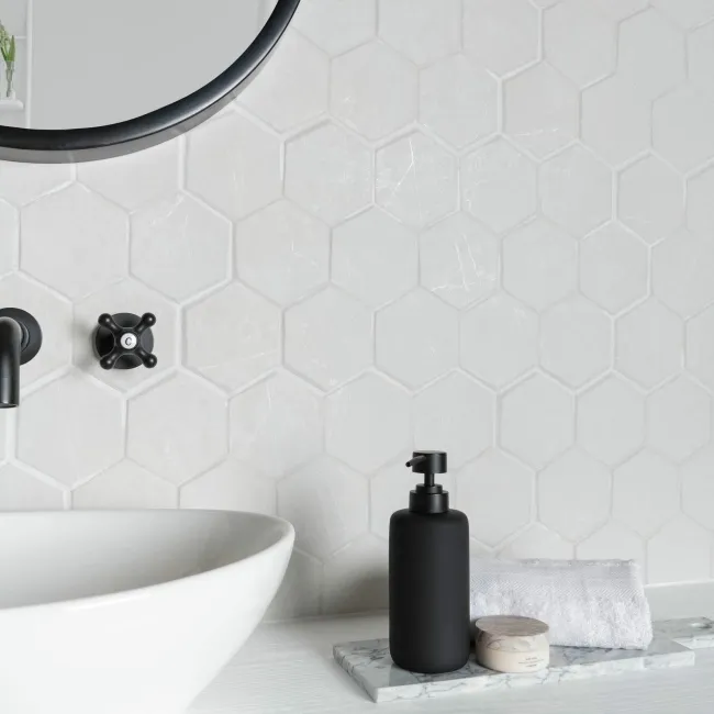 Chalkstone Hexagon Light Grey Matt Stone Effect Wall And Floor Tiles