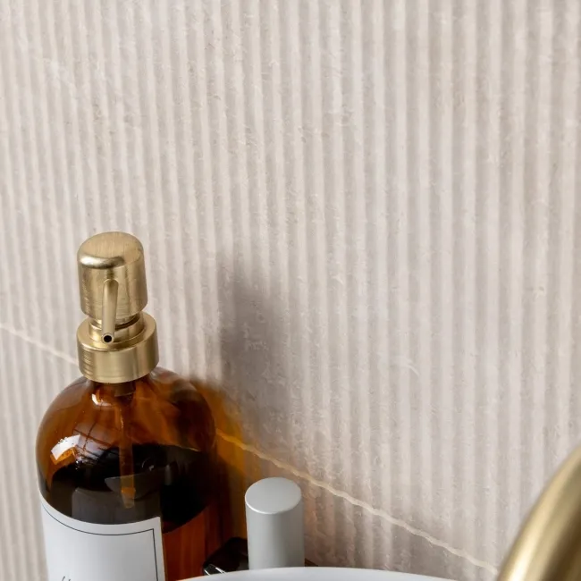 Vesta Beige Fluted Matt Travertine Effect Wall Tiles