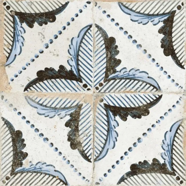 Floweret Floral Antique Multicolour Matt Patterned Floor Tiles