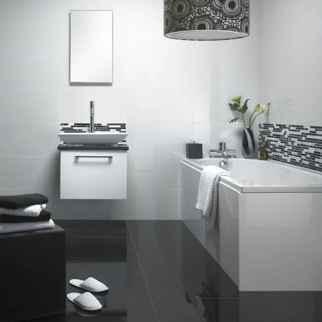 Devine White Gloss Plain Wall Tiles 600x300