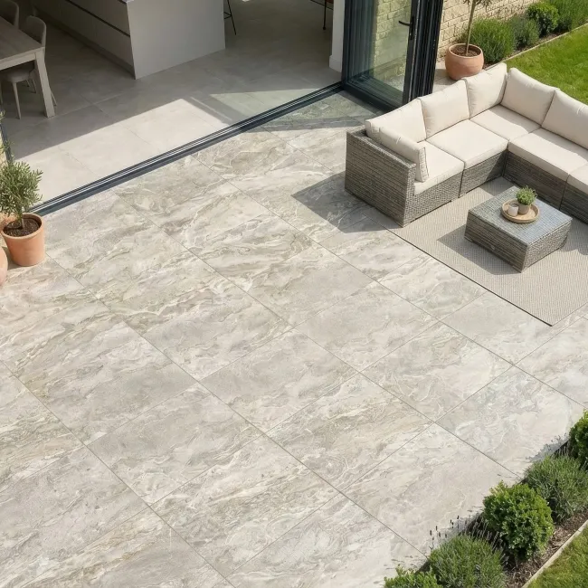 Lavastone Ivory Stone Effect Matt Porcelain Outdoor Slab Tile