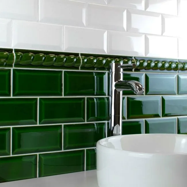 Victorian Green Gloss Mini Metro Wall Tiles