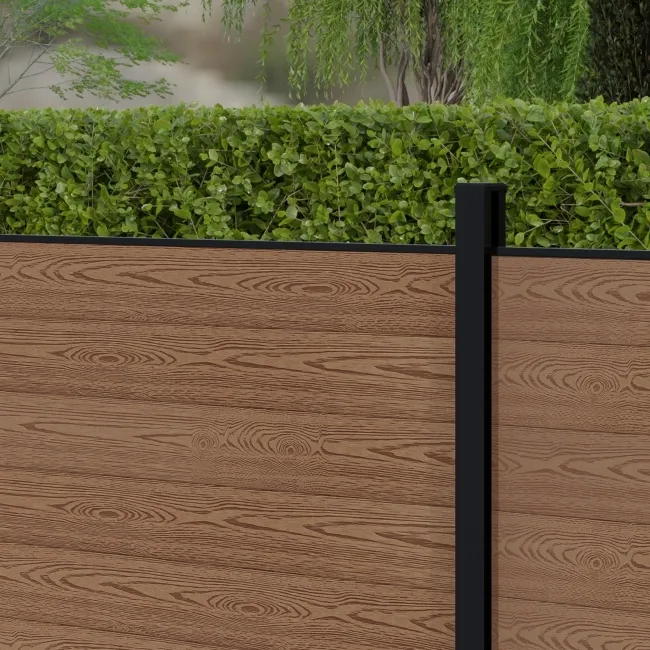 LuxeLine® Teak Composite Fence Panel with Aluminium Post 3ft