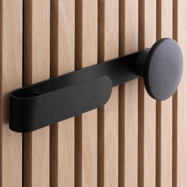 Trepanel Customise® Wooden Hanger Black Horizontal Metal Hook
