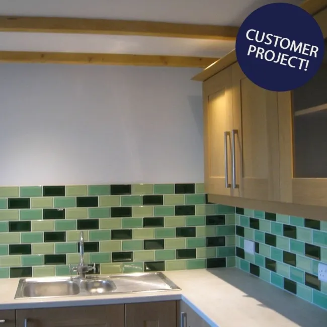 Victorian Green Gloss Mini Metro Wall Tiles