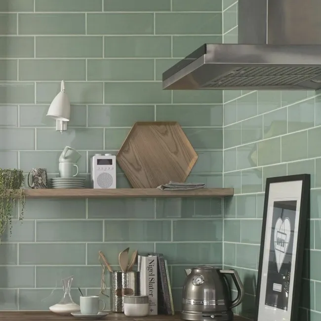 Aquarelle Pistachio Green Brick Tiles