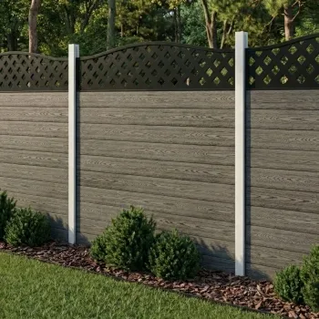 LuxeLine Composite Fence Panel Light Grey - Curve Top Lattice Decorative Screen for Own Post