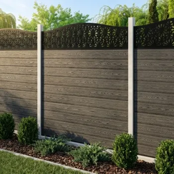LuxeLine Composite Fence Panel Light Grey - Floral Decorative Screen for Own Post
