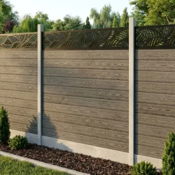 LuxeLine Composite Fence Panel Light Grey - Jungle Decorative Screen for Own Post