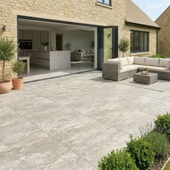 Lavastone Ivory Stone Effect Matt Porcelain Outdoor Slab Tile