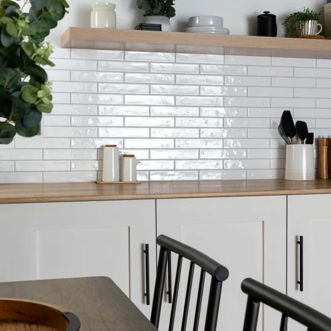 Ivybridge White Gloss Metro Wall Tiles 250x50mm