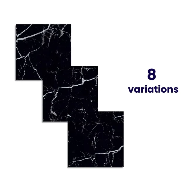 Marquina Black Polished Marble Effect 600x600 Wall and Floor Tiles