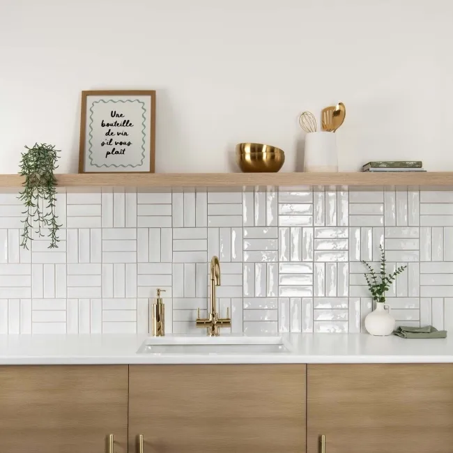 Hamlet White Gloss Brick Wall and Floor Tiles