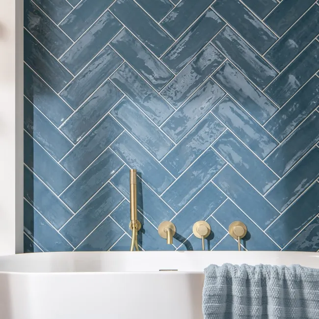 Rustic Teal Blue Gloss Metro Wall Tiles