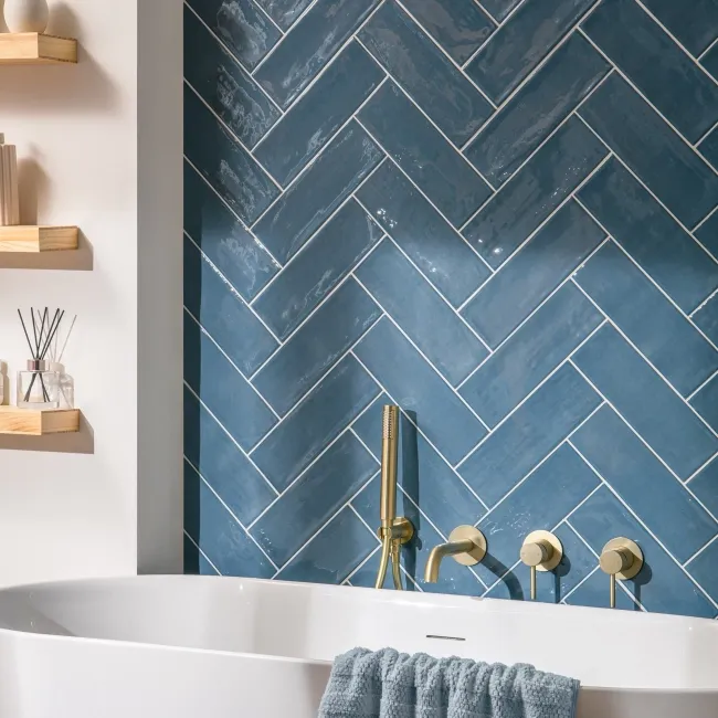 Rustic Teal Blue Gloss Metro Wall Tiles