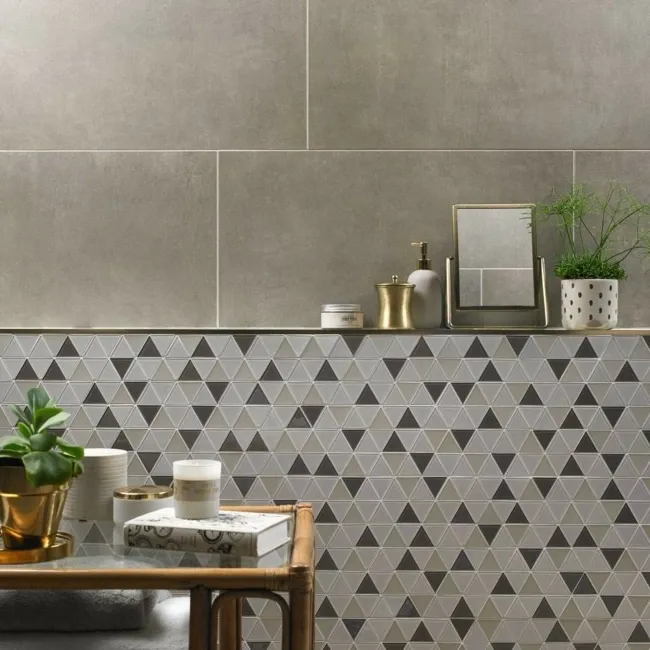 Ligo Glass Latte Triangle Mosaic Tiles