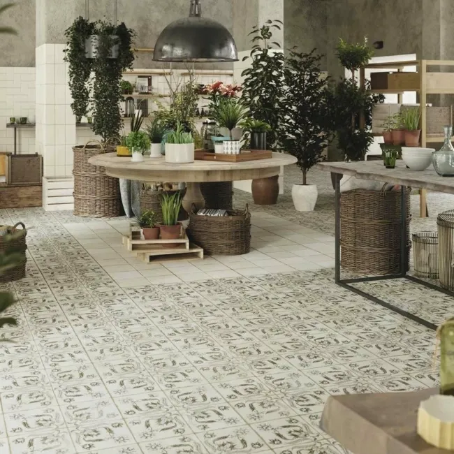 Helix Sage Green Matt Patterned Wall and Floor Tiles