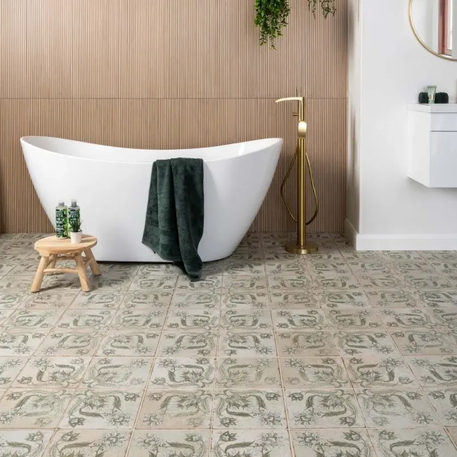 Helix Sage Green Matt Patterned Wall and Floor Tiles