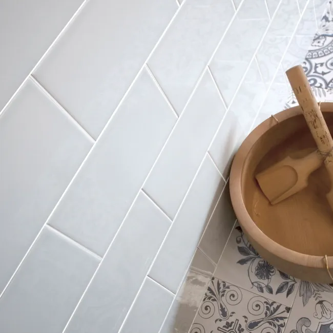 Aquarelle Gloss Mint Blue Brick Wall Tiles 200x100