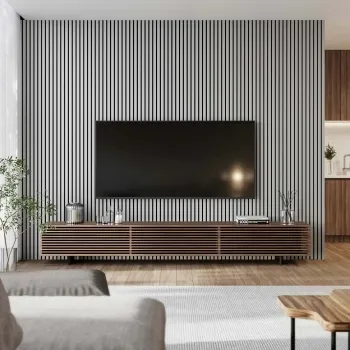 Trepanel Design® Grey Metallic Silver on Black Felt Acoustic Wood Slat Panels