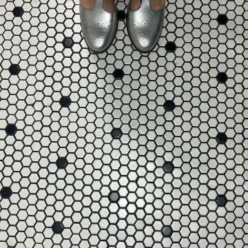 Pixel White 23x23 Hexagon Gloss Mosaic Tiles