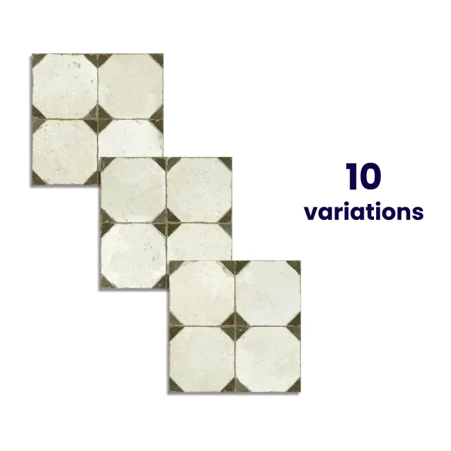 Octagon Effect Charcoal Grey Matt Vintage Pattern Wall and Floor Tiles