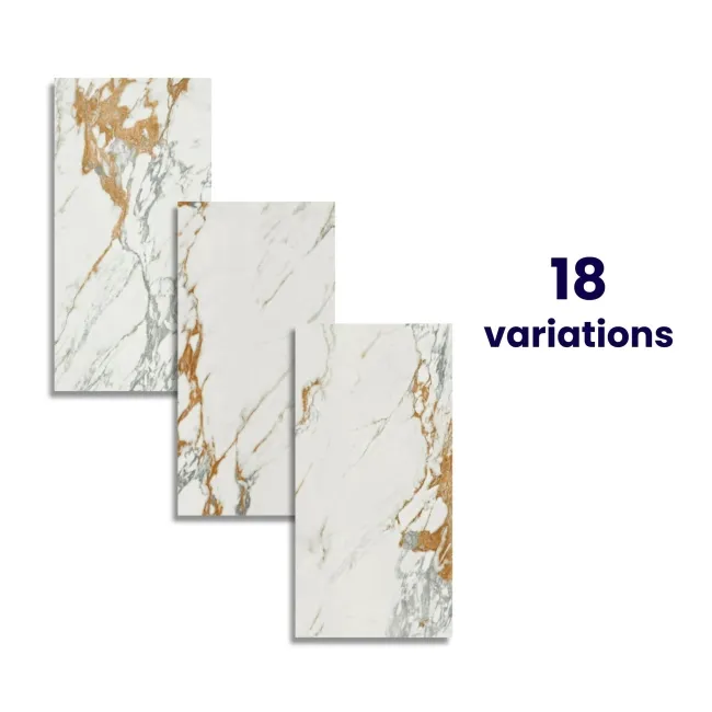 Deluxe Gold Leaf Ultra Porcelain Gloss White Marble Effect Tiles