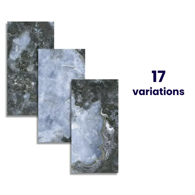 Deluxe Blue Polished Onyx Marble Effect Tiles