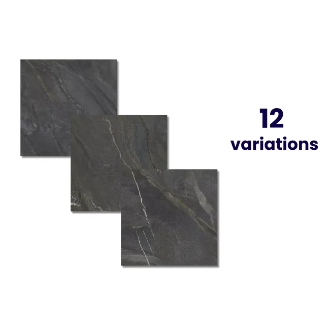 Devoke Dark Grey Matt Stone Effect Wall and Floor Tiles 597x597