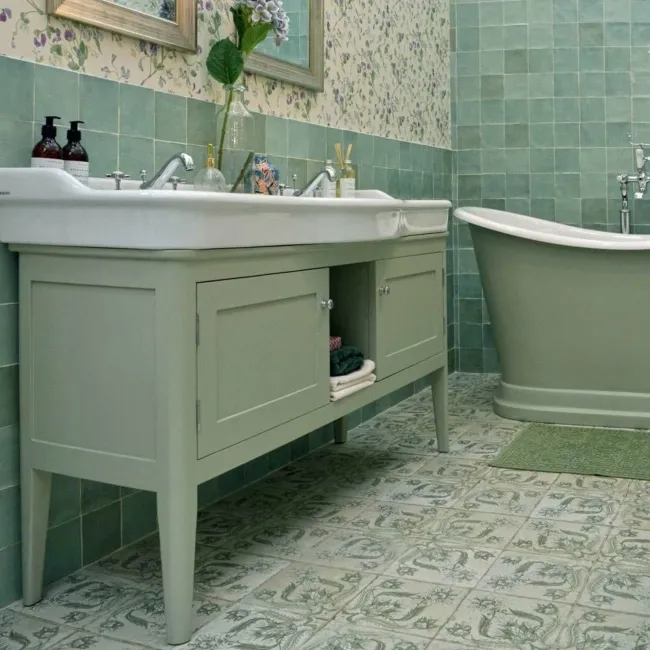 Helix Sage Green Matt Patterned Wall and Floor Tiles