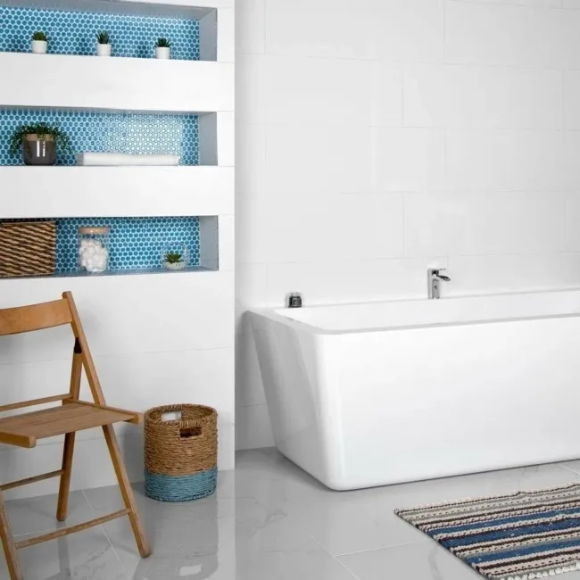 Cappella White Polished Marble Effect 1200x600 Wall and Floor Tiles