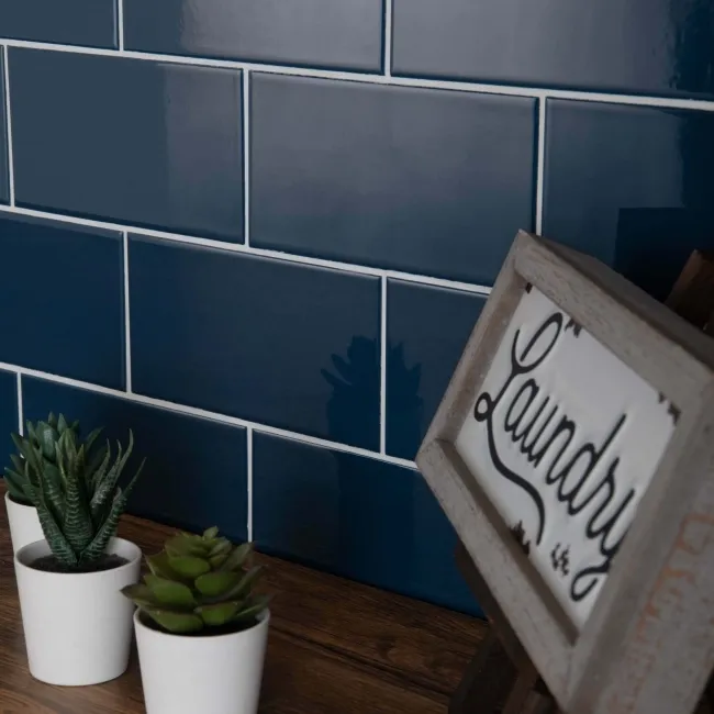 Bond Ceramic Street Flat Gloss Blue Metro Tiles