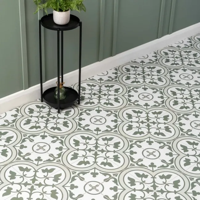 Ledbury Olive Green Pattern Wall and Floor Tiles