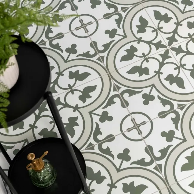 Ledbury Olive Green Pattern Wall and Floor Tiles