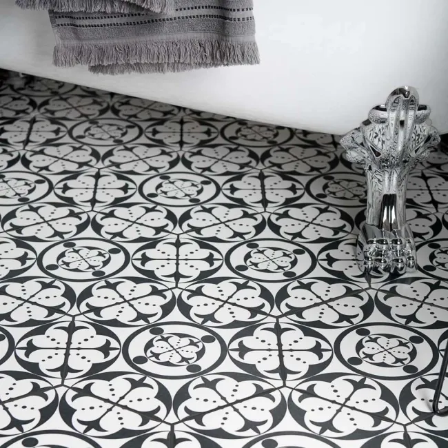 Kendal Hexagon Black Satin Pattern Wall and Floor Tiles