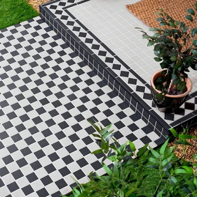 Churchill Snow & Midnight Chequer Mosaic Tiles