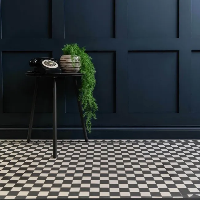 Churchill Snow & Midnight Chequer Mosaic Tiles