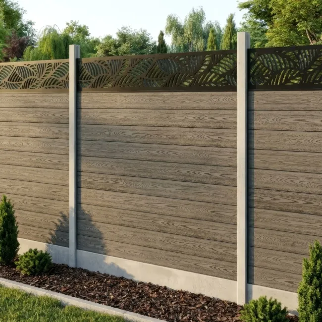 LuxeLine Composite Fence Panel Light Grey - Jungle Decorative Screen for Own Post