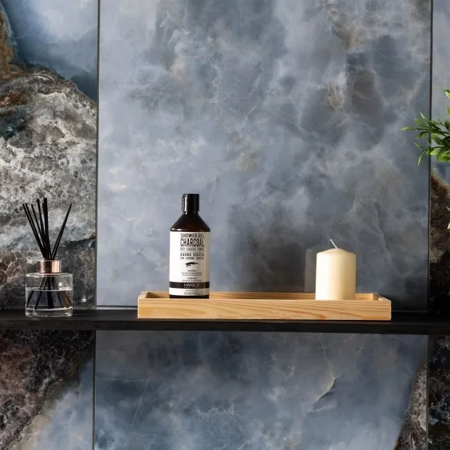 Deluxe Blue Polished Onyx Marble Effect Tiles