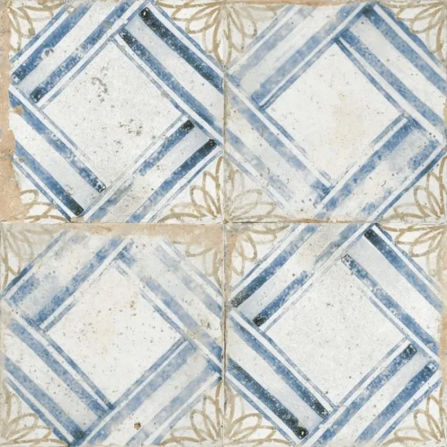 Floweret Diamond Cream Antique Patterned Wall and Floor Tiles