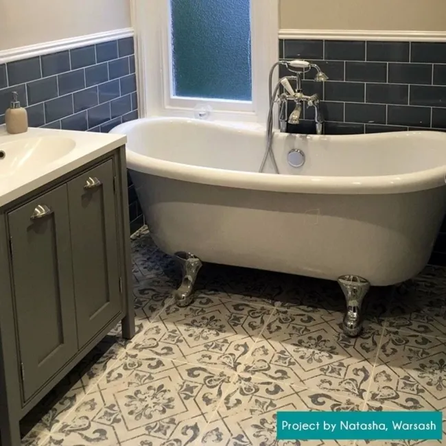 Harran Antique Vintage Blue Pattern Floor Tiles