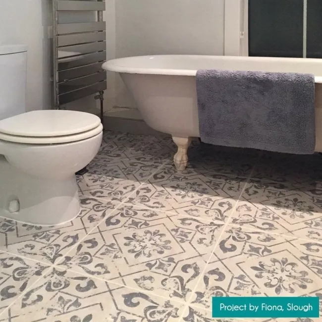 Harran Antique Vintage Blue Pattern Floor Tiles