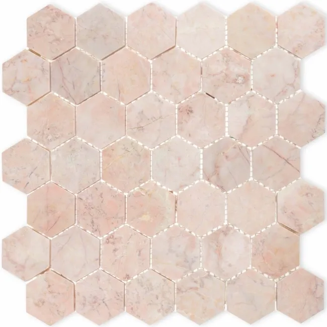 Himalayan Pink Honed Marble Hexagon Mosaic Wall And Floor Tiles