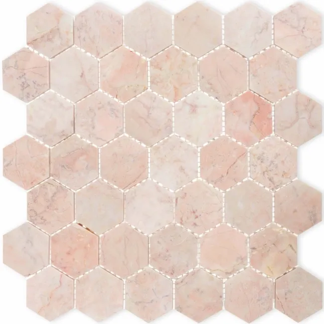 Himalayan Pink Honed Marble Hexagon Mosaic Wall And Floor Tiles